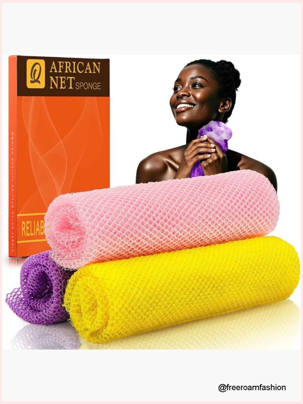 Exfoliating African Net Bath Sponge 3-Pack Body Scrubber Back